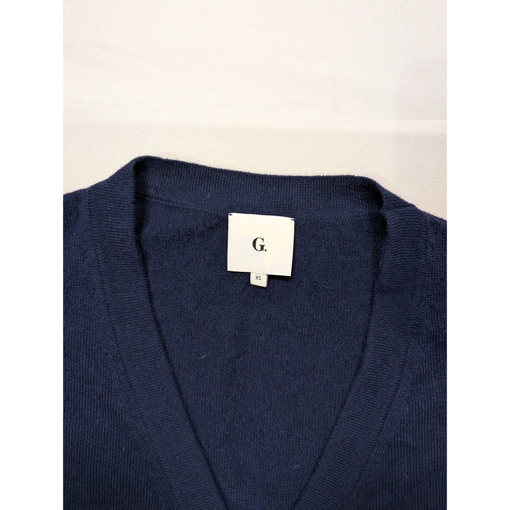 G. Label Goop Women XS Navy Blue 100% Cashmere V-Neck Cardigan Sweater Italy - Picture 5 of 12